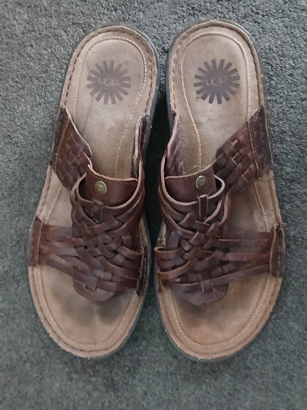 UGG Sandal Womens 8 Brown Keala Weaved Open Toe Slip On Casual Leather 1006539